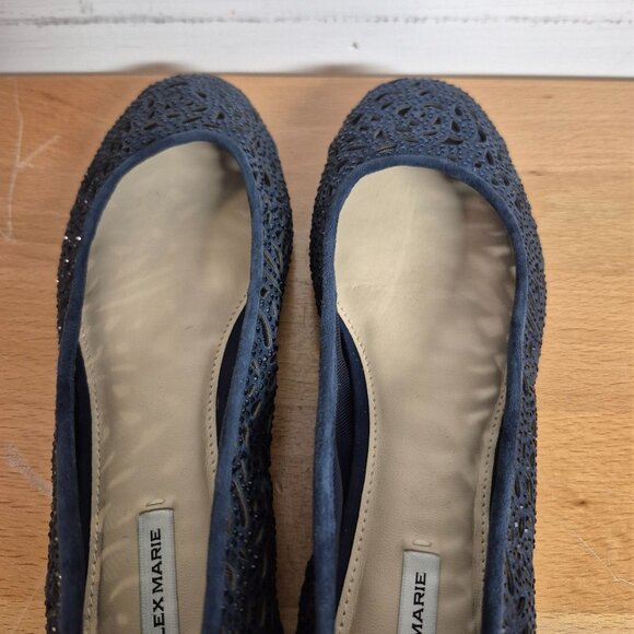 Alex Marie Navy Blue Laser Cut Ballet Flats Slip-On Womens Shoes Size 7M - Picture 6 of 6
